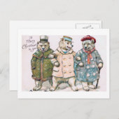 "Drie Beren" Vintage Feestdagenkaart (Voorkant / Achterkant)