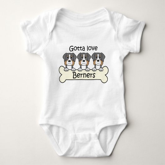 Drie Bernese Mountain Dogs Romper (Voorkant)