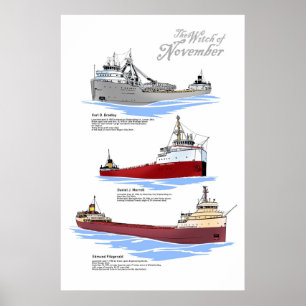 Drie beroemde scheepswrakken geschiedenis poster