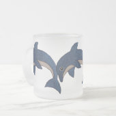 Drie bevroren Glitter Kijk op Blauwe Dolphins Matglas Koffiemok (Voorkant links)