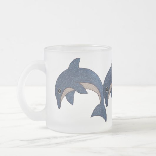 Drie bevroren Glitter Kijk op Blauwe Dolphins Matglas Koffiemok (Links)