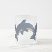 Drie bevroren Glitter Kijk op Blauwe Dolphins Matglas Koffiemok (Center)