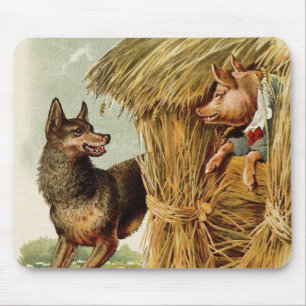 Drie Biggetjes Grote Boze Wolf, Klassiek Sprookje Muismat