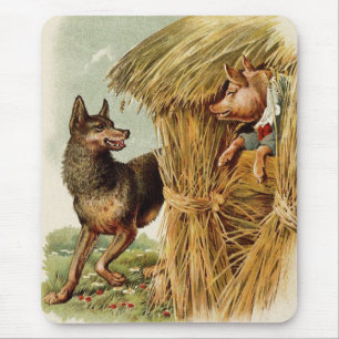 Drie Biggetjes Grote Boze Wolf, Klassiek Sprookje Muismat