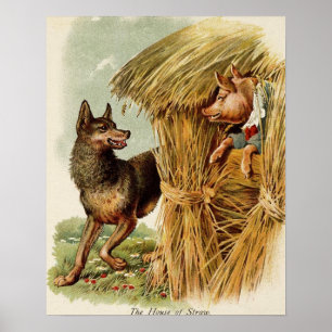 Drie Biggetjes Grote Boze Wolf, Klassiek Sprookje Poster