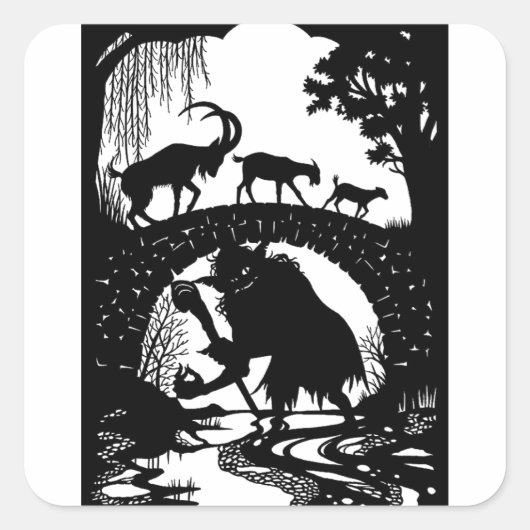 Drie Billy Goats Gruff Vierkante Sticker (Voorkant)