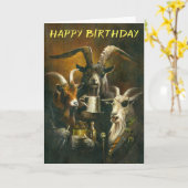 Drie Billy Goats Rough Verjaardag Kaart (Gele Bloem)