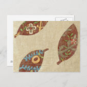 Drie bladeren op Linen Texture Background Briefkaart (Voorkant / Achterkant)