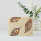 Drie bladeren op Linen Texture Background Briefkaart (Staand voorkant)