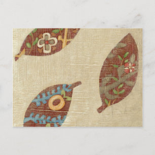 Drie bladeren op Linen Texture Background Briefkaart