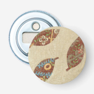 Drie bladeren op Linen Texture Background Button Flesopener