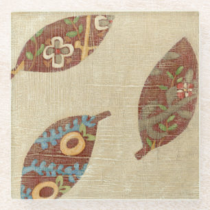 Drie bladeren op Linen Texture Background Glazen Onderzetter