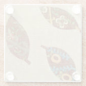 Drie bladeren op Linen Texture Background Glazen Onderzetter (Achterkant)