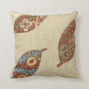 Drie bladeren op Linen Texture Background Kussen