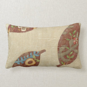 Drie bladeren op Linen Texture Background Kussen