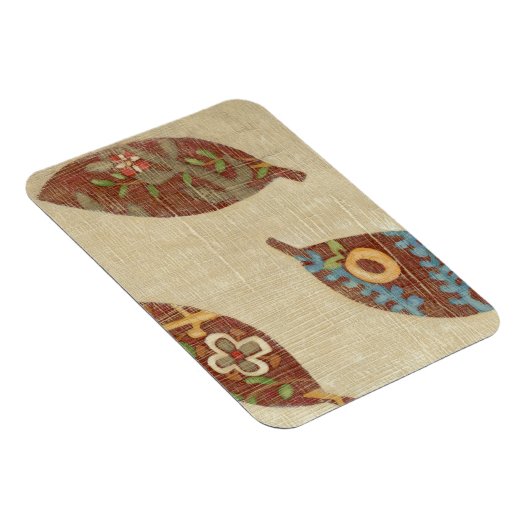 Drie bladeren op Linen Texture Background Magneet (Rechterzijde)