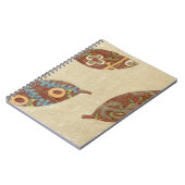 Drie bladeren op Linen Texture Background Notitieboek (Linkerzijde)