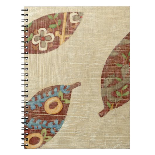 Drie bladeren op Linen Texture Background Notitieboek (Voorkant)