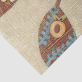 Drie bladeren op Linen Texture Background Tissuepapier (Detail)