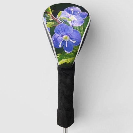 Drie blauwe bloemen golfheadcover (Voorkant)
