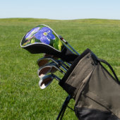 Drie blauwe bloemen golfheadcover (Insitu)