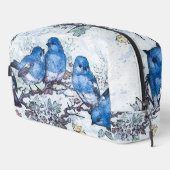 Drie blauwe vogels op kersenbloesem toilettasje (Rechterhoek)