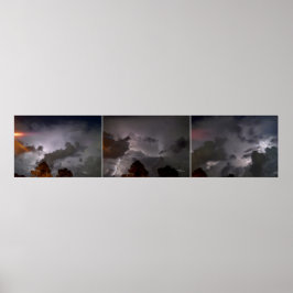 Drie bliksem storm wolken foto's Poster