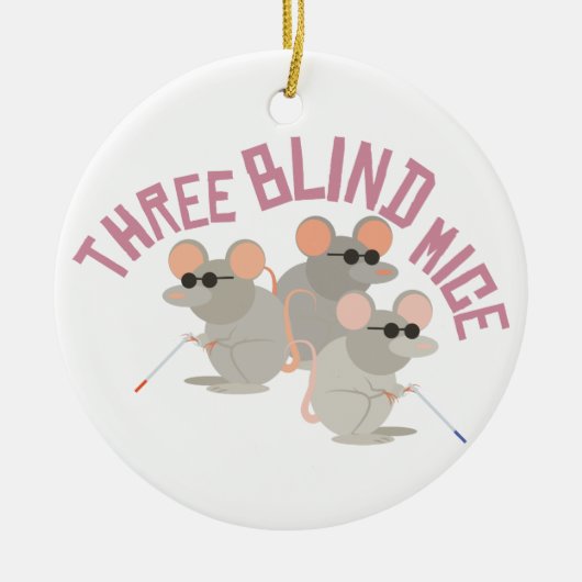 Drie blinde muizen keramisch ornament (Voorkant)