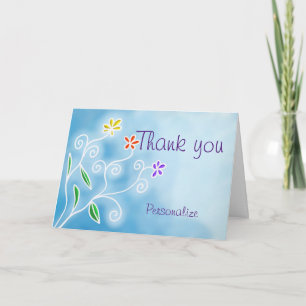 Drie bloemen Dank u - Personaliseer Bericht Kaart