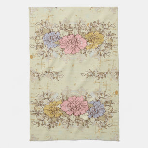 Drie bloemen, landbloemen theedoek