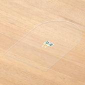 Drie bloemetjes met groene en oranje bloemblaadjes acryl uitnodigingen (Laagn)