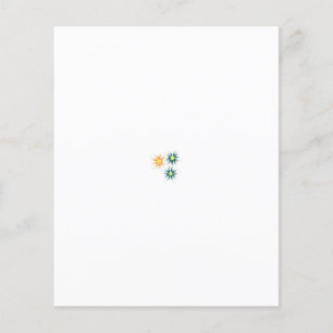 Drie bloemetjes met groene en oranje bloemblaadjes flyer
