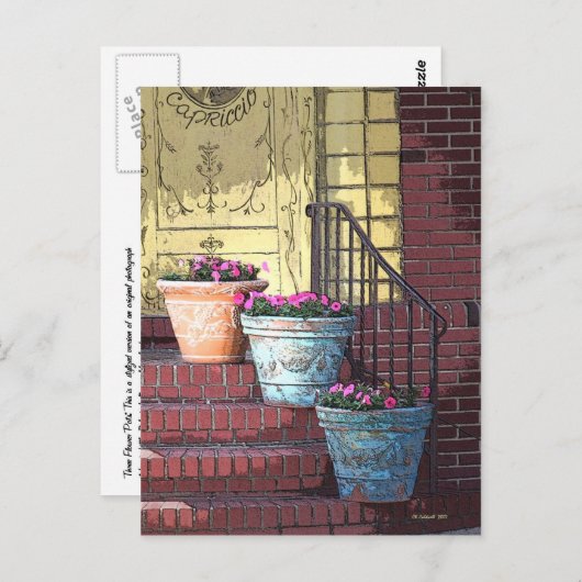 Drie bloempotten briefkaart (Voorkant / Achterkant)