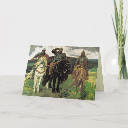 Drie Bogatyrs (1898) van Viktor Vasnetsov Print Kaart (Voorkant)