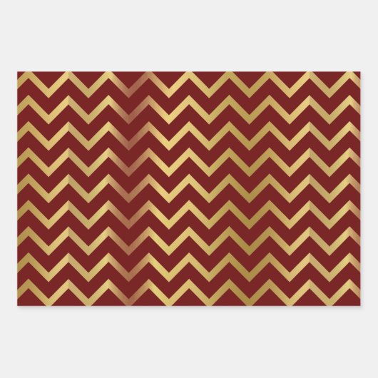 Drie Bold Goud Chevron Kerst Inpakpapier Vel (Voorkant 3)