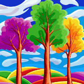 Drie Bomen Print, Waarde Poster Papier (Matte)