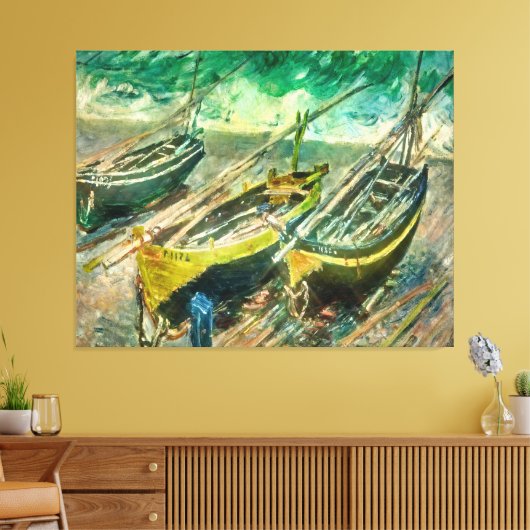 Drie boot. Claude Monet. Uitgebreide afdruk Canvas Afdruk (Insitu (Woonkamer))