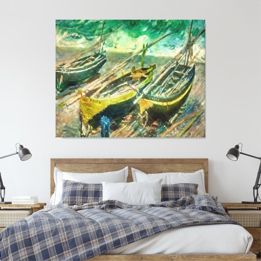Drie boot. Claude Monet. Uitgebreide afdruk Canvas Afdruk (Insitu (Slaapkamer))