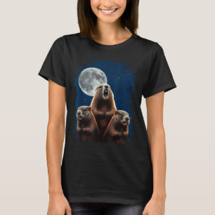 Drie bosmarmotten en een maan Grappige Groundhogda T-shirt