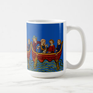 Drie boten op de Blauwe Koffiemok