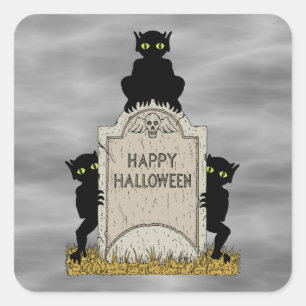 Drie boze geesten Prettig Halloween Vierkante Sticker