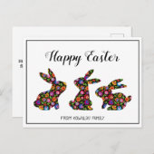 Drie Briefkaart van Folklore Easter Bunnies (Voorkant / Achterkant)