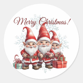 Drie bro's, drie kabouters - Vrolijk kerstfeest! Ronde Sticker