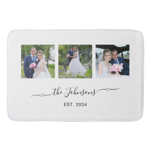 Drie bruiloft foto hart swash handtekening badmat (Voorkant)