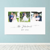 Drie bruiloft foto hart swash handtekening canvas afdruk (Insitu (Houten vloer))