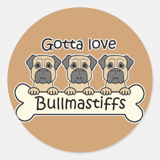 Drie Bullmastiffs Ronde Sticker (Voorkant)