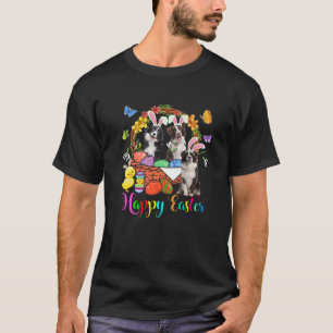 Drie bunny Border Collie Dogs in Paaseieren Bask T-shirt