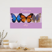 Drie  Butterflies  Druk Poster (Keuken)