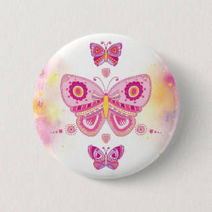 Drie Butterflies Ronde Button 5,7 Cm