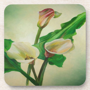 Drie Calla Lilies die botanisch acryl Bier Onderzetter